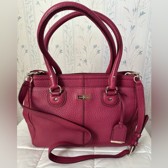 Cole Haan Handbags - Cole Haan Fuchsia Leather Convertible Bag